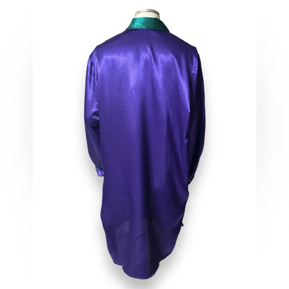 VICTORIA’S SECRET Green & Purple Gold Label Oversized Satin Button Down …